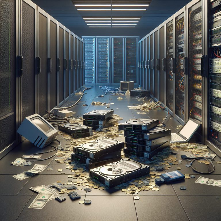 Data Center with Servers demonstrating old equipment laying around. Money for your old it equipment