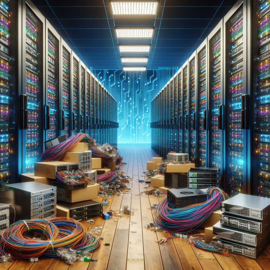 Data Center with Servers demonstrating old equipment laying around