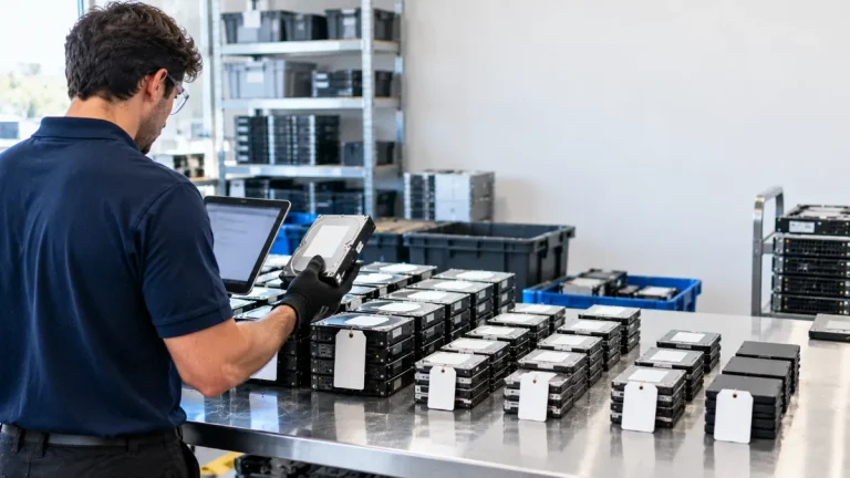 Organized Hard Drive Inspection Workspace