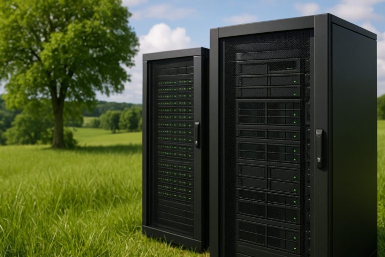 servers in a green field