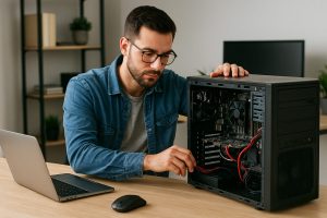 an IT professional working on turning his old pc into a server
