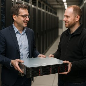 man buying refurbished data center equipment