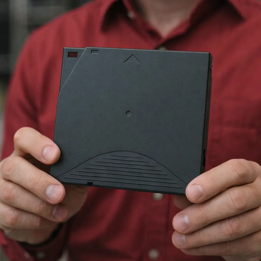 mike holding disk compressed