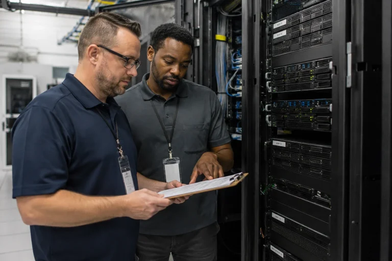 Server room collaboration and checklist review