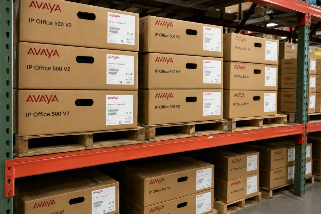 Used Avaya phone systems packaged and ready for shipment