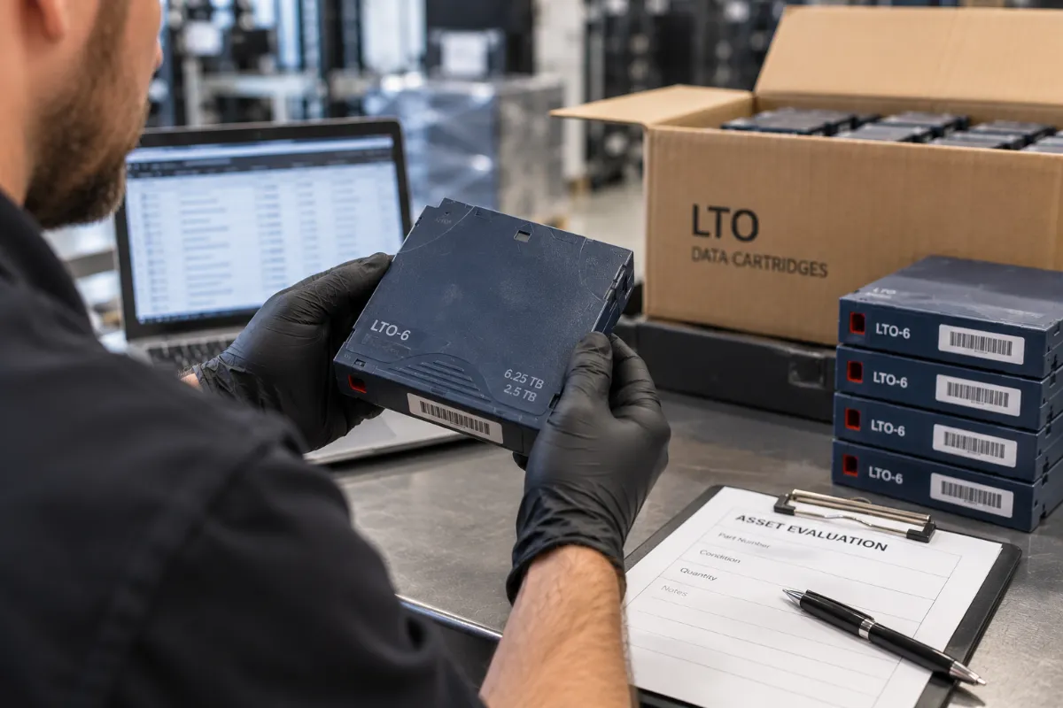 Technician Inspecting LTO-6 Data Cartridge
