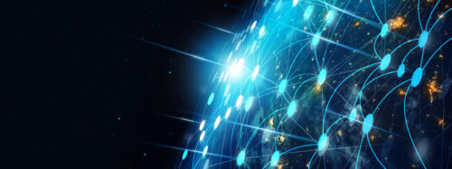 Communication technology and internet worldwide for business concept. Global world network connected and telecommunication on planet earth cryptocurrency, blockchain and IoT. Elements of this image furnished by NASA